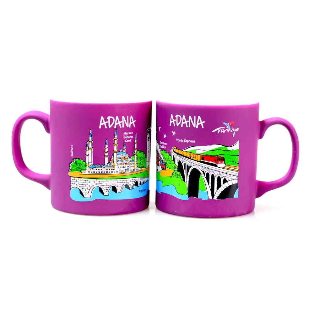 Toptan Adana Temalı Seramik Renkli Baskılı Kupa 82x90 Mm