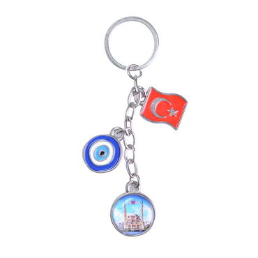 Adana Themed Metal Evil Eye Enamel Keychain - 3