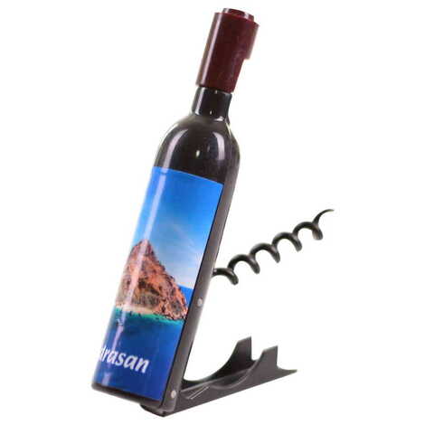 Adrasan Themed Bottle Shaped Metal Wine Bottle Corkscrew Opener-Magnetic 115x25x25 mm - 5