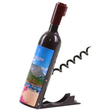 Adrasan Themed Bottle Shaped Metal Wine Bottle Corkscrew Opener-Magnetic 115x25x25 mm - 6