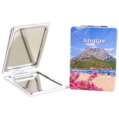 Adrasan Themed Customised Uv Printed Rectangle Compact Mirror 85x62x11 mm - 3