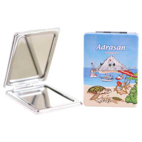 Adrasan Themed Customised Uv Printed Rectangle Compact Mirror 85x62x11 mm - 4