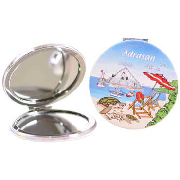 Adrasan Themed Customised Uv Printed Round Compact Mirror 72x11 mm - 3