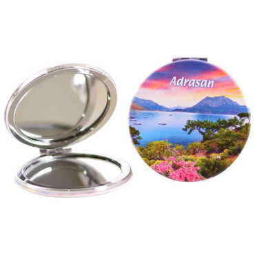 Adrasan Themed Customised Uv Printed Round Compact Mirror 72x11 mm - 4