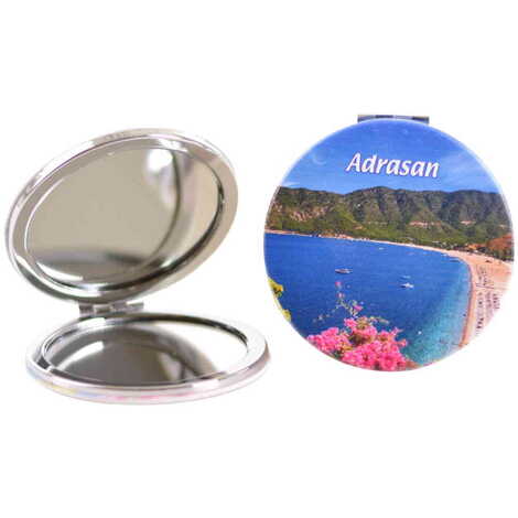 Adrasan Themed Customised Uv Printed Round Compact Mirror 72x11 mm - 5