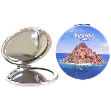 Adrasan Themed Customised Uv Printed Round Compact Mirror 72x11 mm - 6