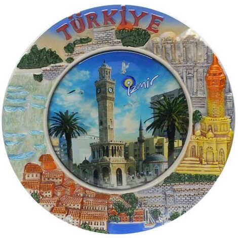 Aegean Region Blue Ceramic Decorative Plate 15 Cm - 1