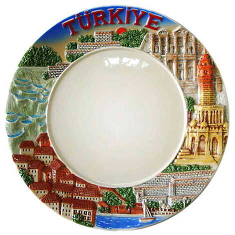 Aegean Region Blue Ceramic Decorative Plate 20 Cm - 2