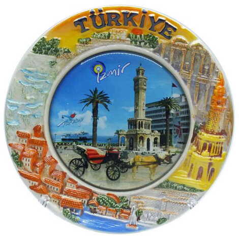 Aegean Region Orange Ceramic Decorative Plate 10 Cm - 1