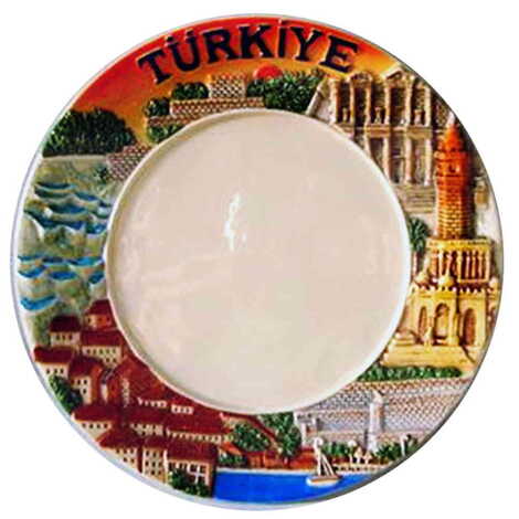 Aegean Region Orange Ceramic Decorative Plate 20 Cm - 1