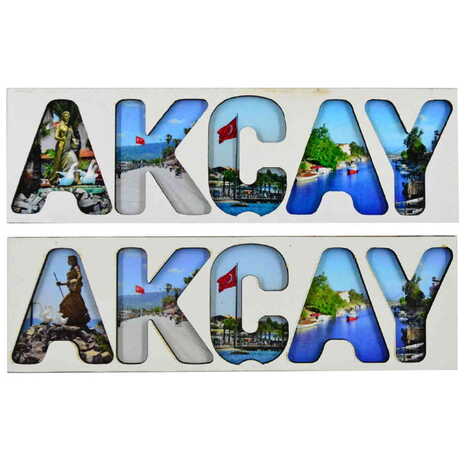 Akcay Themed Wooden Customised City Name Letter Souvenir Fridge Magnet - 3