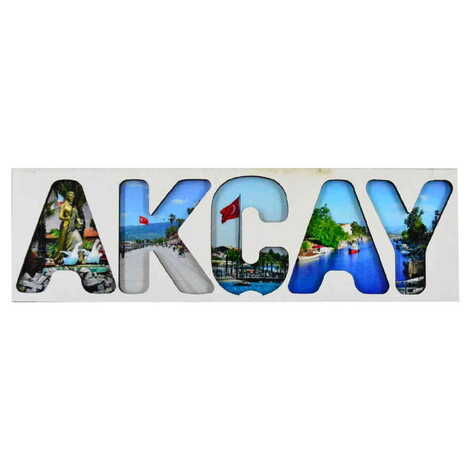 Akcay Themed Wooden Customised City Name Letter Souvenir Fridge Magnet - 4