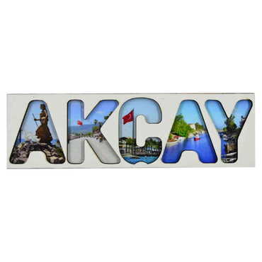 Akcay Themed Wooden Customised City Name Letter Souvenir Fridge Magnet - 5