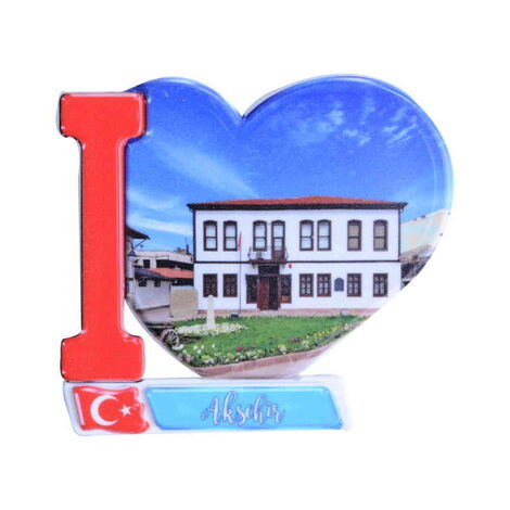 Toptan Akşehir Temalı Uv Baskılı Kalp Şekilli Magnet 86x62 mm - 4