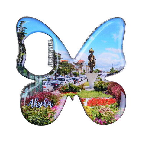 Aksehir Themed Butterfly Shaped Metal Magnetic Bottle Opener 70x70 mm - 4