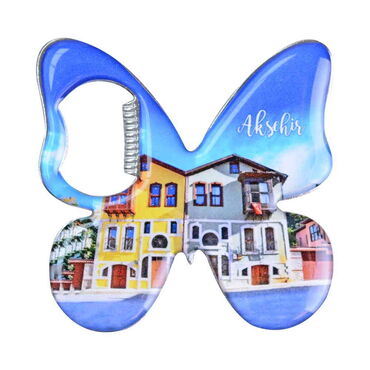 Aksehir Themed Butterfly Shaped Metal Magnetic Bottle Opener 70x70 mm - 5