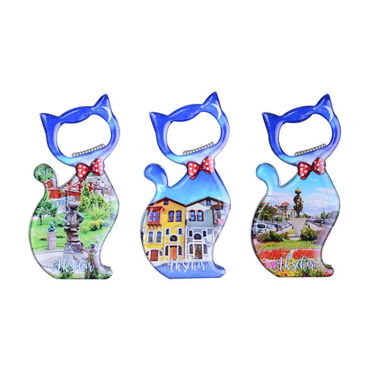 Aksehir Themed Cat Shaped Metal Magnetic Bottle Opener 97x48 mm - 3