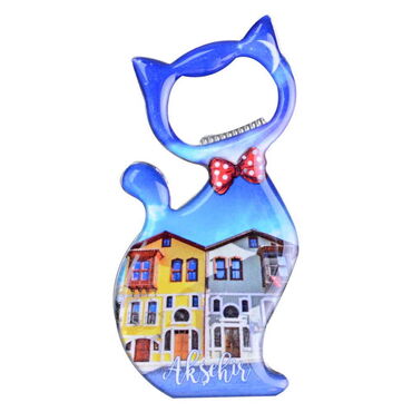 Aksehir Themed Cat Shaped Metal Magnetic Bottle Opener 97x48 mm - 4