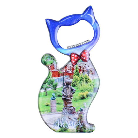 Aksehir Themed Cat Shaped Metal Magnetic Bottle Opener 97x48 mm - 5