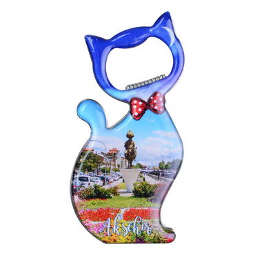 Aksehir Themed Cat Shaped Metal Magnetic Bottle Opener 97x48 mm - 6