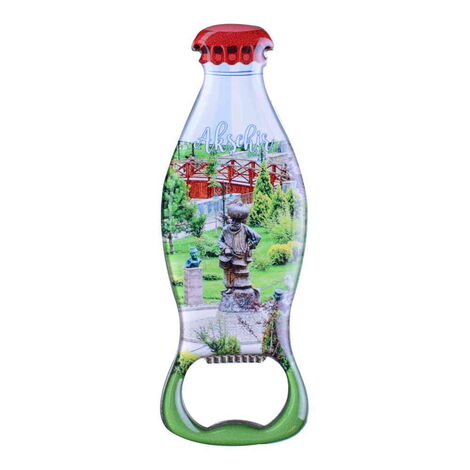 Aksehir Themed Coke Bottle Shaped Metal Magnetic Bottle Opener 120x41 mm - 5