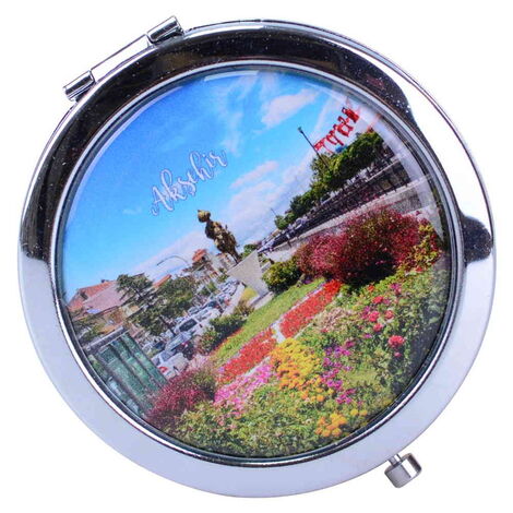 Aksehir Themed Customised Metal Epoxy Travel Make Up Compact Mirror 70x11 mm - 5