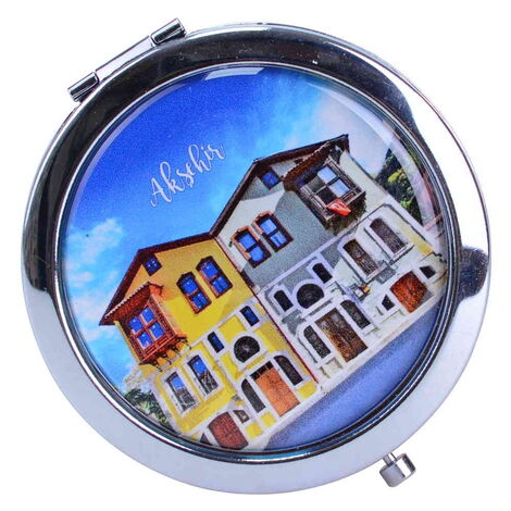 Aksehir Themed Customised Metal Epoxy Travel Make Up Compact Mirror 70x11 mm - 6