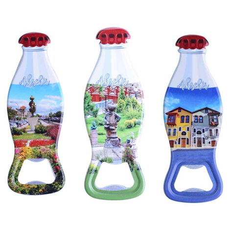 Aksehir Themed Customised Uv Printed Coca Cola Bottle Shape Plastic Base Bottle Opener 42x120 mm - 3