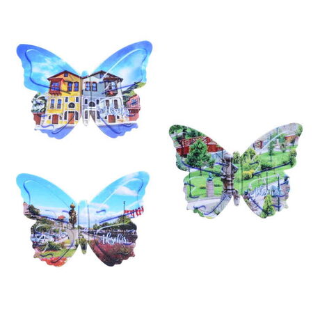 Aksehir Themed Customised UV Printed Plastic Base Butterfly Shaped Fridge Magnet 80x58 mm - 3