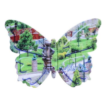 Aksehir Themed Customised UV Printed Plastic Base Butterfly Shaped Fridge Magnet 80x58 mm - 6