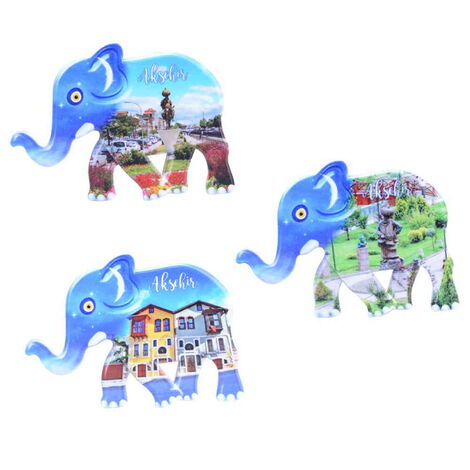 Aksehir Themed Customised UV Printed Plastic Base Elephant Shaped Fridge Magnet 86x62 mm - 3