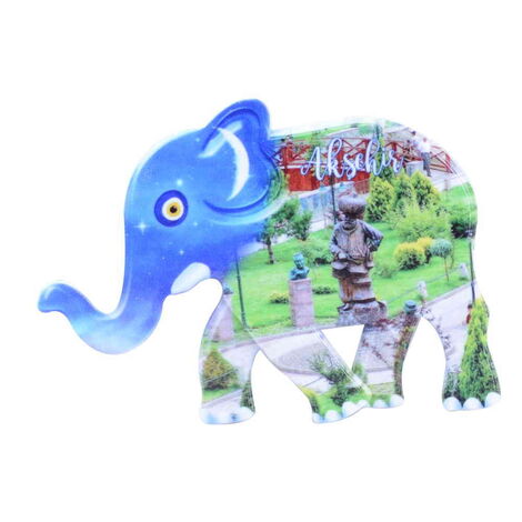 Aksehir Themed Customised UV Printed Plastic Base Elephant Shaped Fridge Magnet 86x62 mm - 4