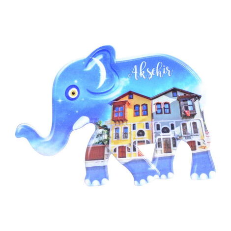 Aksehir Themed Customised UV Printed Plastic Base Elephant Shaped Fridge Magnet 86x62 mm - 5