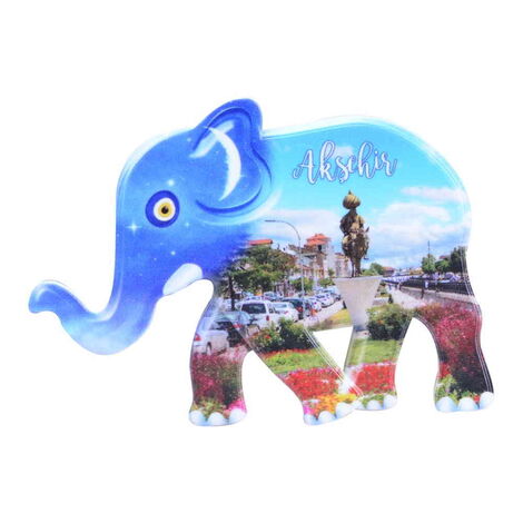 Aksehir Themed Customised UV Printed Plastic Base Elephant Shaped Fridge Magnet 86x62 mm - 6