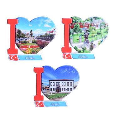 Aksehir Themed Customised UV Printed Plastic Base Heart Shaped Fridge Magnet 86x62 mm - 3