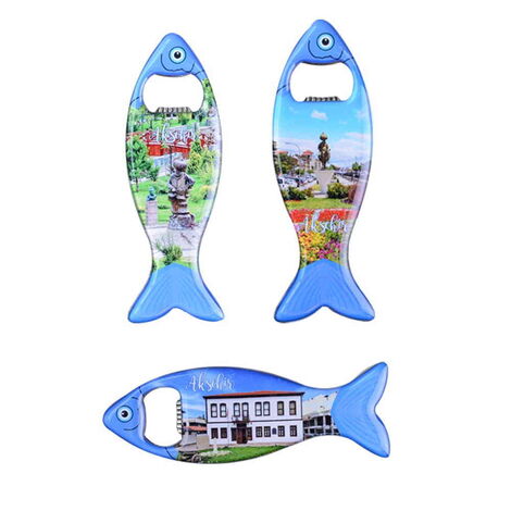 Aksehir Themed Fish Shaped Metal Magnetic Bottle Opener 120x43 mm - 3