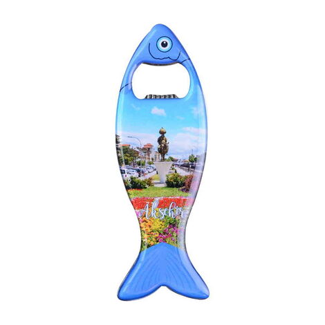 Aksehir Themed Fish Shaped Metal Magnetic Bottle Opener 120x43 mm - 6