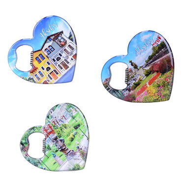 Aksehir Themed Heart Shaped Metal Magnetic Bottle Opener 85x76 mm - 3