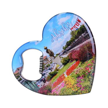 Aksehir Themed Heart Shaped Metal Magnetic Bottle Opener 85x76 mm - 4