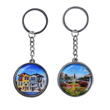 Aksehir Themed Metal Double Face Round Keychain 40x95 mm - 3