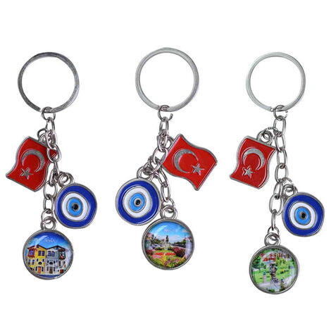 Aksehir Themed Metal Evil Eye Enamel Keychain - 2