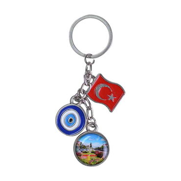 Aksehir Themed Metal Evil Eye Enamel Keychain - 3