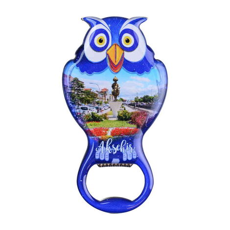 Aksehir Themed Owl Shaped Metal Magnetic Bottle Opener 88x47 mm - 4