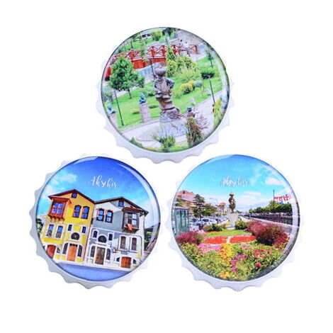 Aksehir Themed Round Cap Shaped Magnetic Bottle Opener 63x15 mm - 3