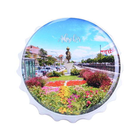 Aksehir Themed Round Cap Shaped Magnetic Bottle Opener 63x15 mm - 6