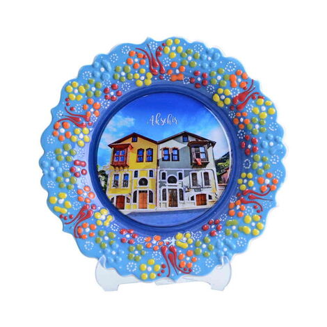 Aksehir Themed Turkish Ceramic Plate With Epoxy 12 Cm - 6