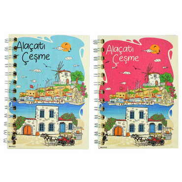 Alacati Region Themed Custom Printed Wood Cover Notebook 120x170 mm - 5