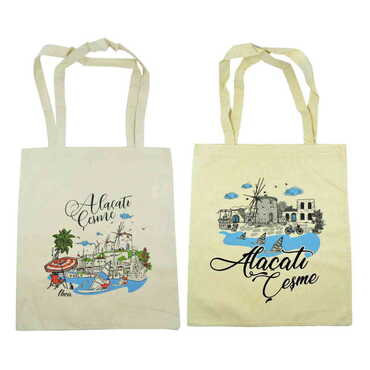 Alacati Region Themed Customised Colorful Shopping Tote Bag 450x350 mm - 2