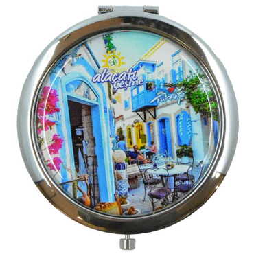 Alacati Region Themed Customised Metal Epoxy Travel Make Up Compact Mirror 70x11 mm - 5