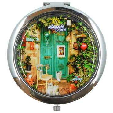 Alacati Region Themed Customised Metal Epoxy Travel Make Up Compact Mirror 70x11 mm - 6